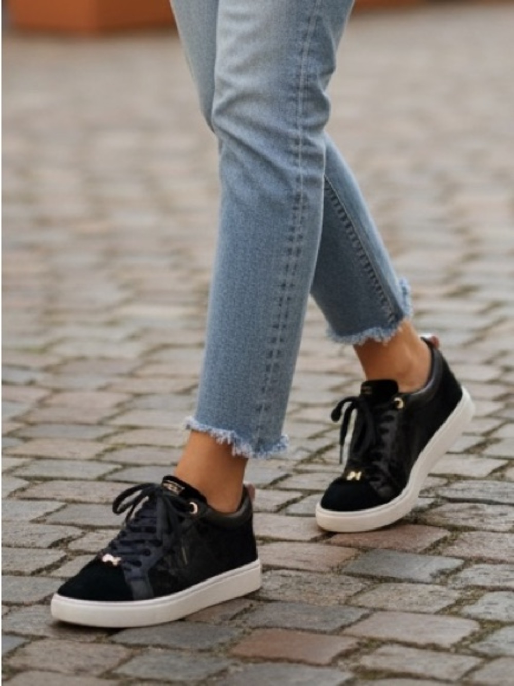 Ted Baker Women's Kulei Leather Cupsole Trainers Black Size 8 Like New